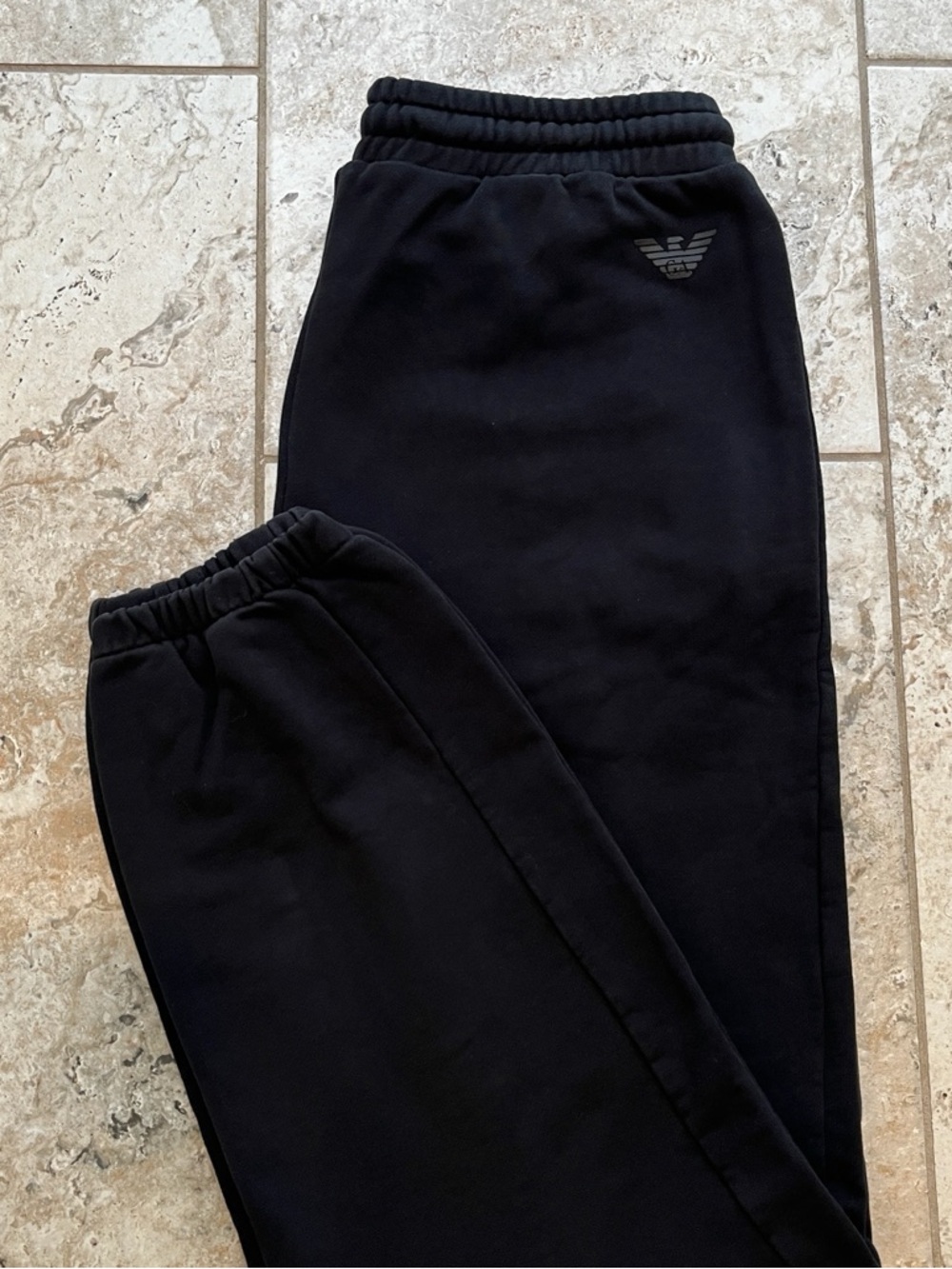 Emporio Armani Men’s Black Jogger Sweatpants - Size M, Logo Detail